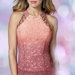 M • Venus • Glitter Ombre Lace Overlay Top